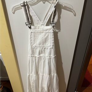 Blue velvet White Tiered Dress with Straps